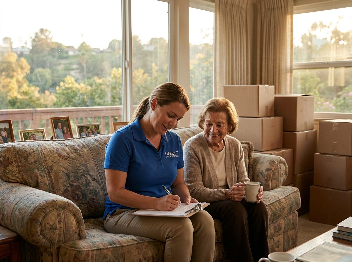 A move coordinator listening to a retired homeowner